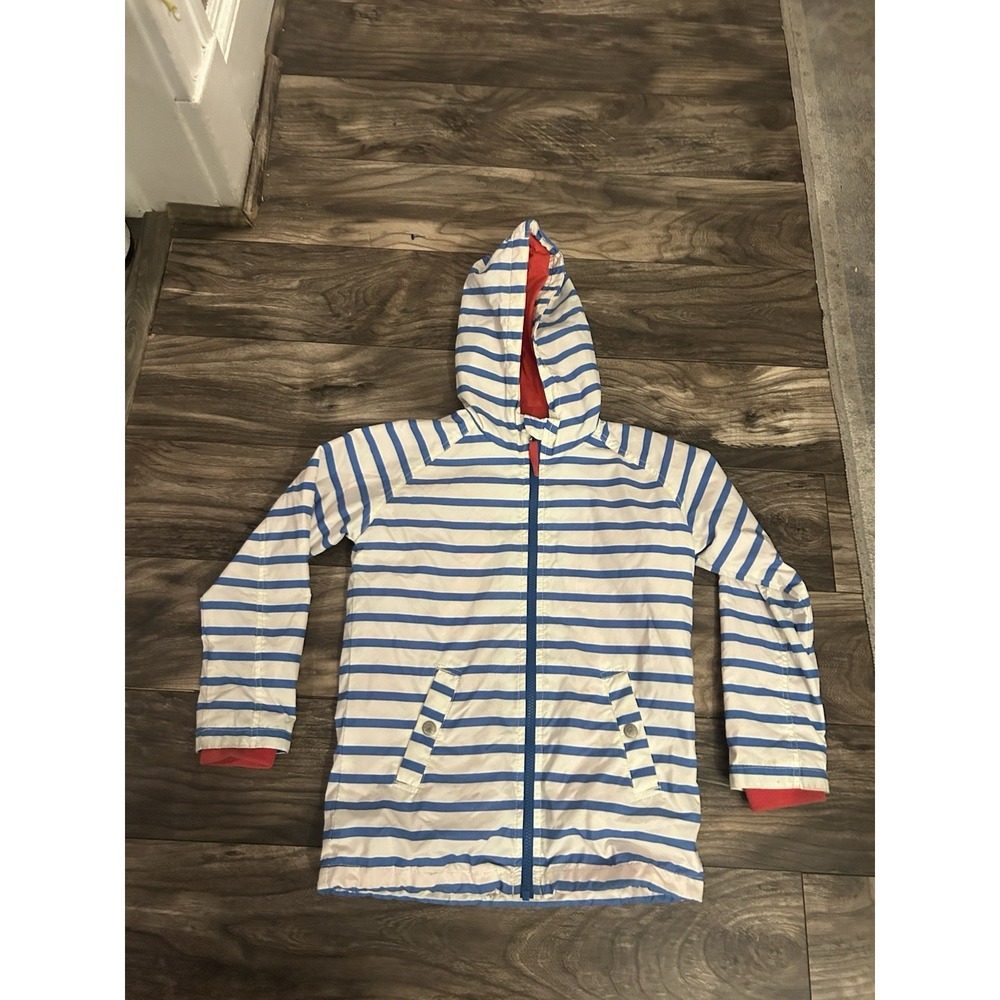 MINI BODEN Hooded Blue & White Striped Full Zip Jacket Coat Age 9-10 Youth‎ 593
